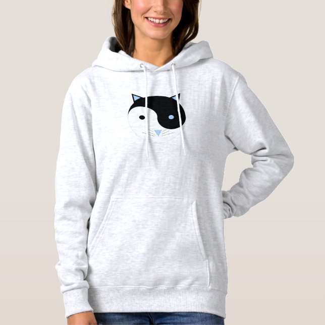 Sudadera YinYang Kitty en azul Cute Meditación Diseño de Yo (Anverso)