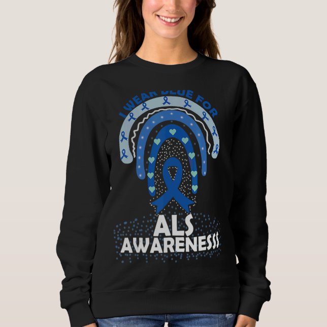 Sudadera Yo Uso Azul Para Als Awareness Mes Arcoiris (Anverso)