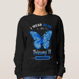 Sudadera Yo Uso Azul Para La Mariposa De Conciencia Trisomy