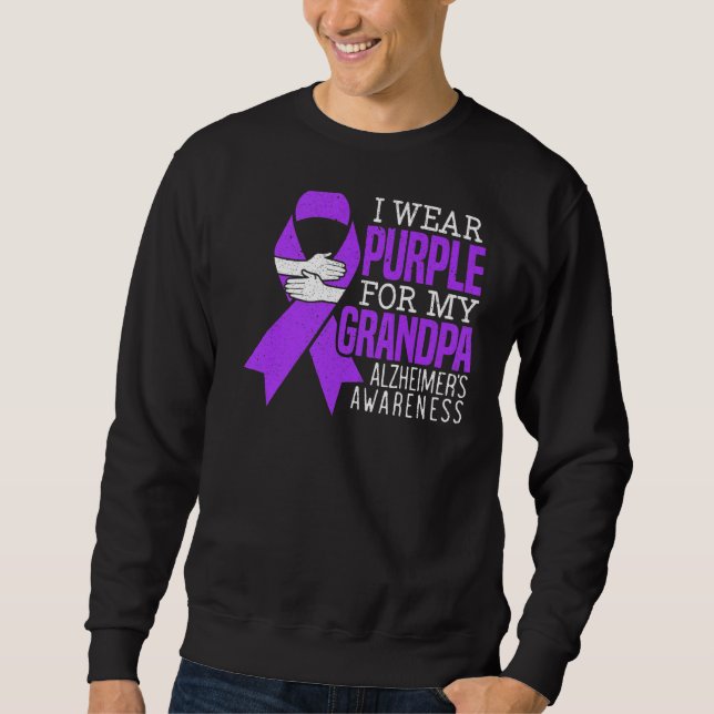 Sudadera Yo uso morado para la conciencia de mi abuelo Alzh (Anverso)