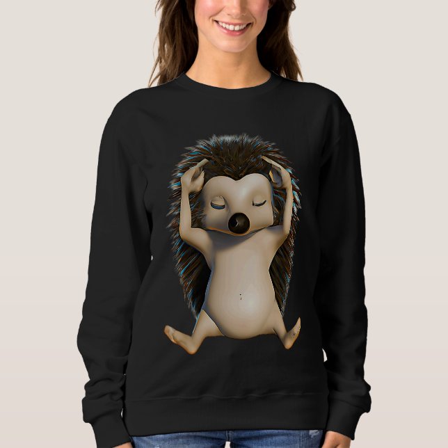 Sudadera Yoga Animal  Hedgehog in Yoga Pose  Unique Yoga  1 (Anverso)