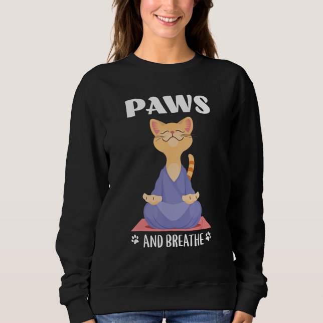Sudadera Yoga Cat Cute Paws And Breathe (Anverso)