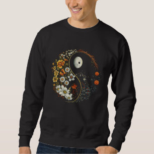 Sudadera Yoga Espiritual Floral Símbolo de Flores Yin Yang