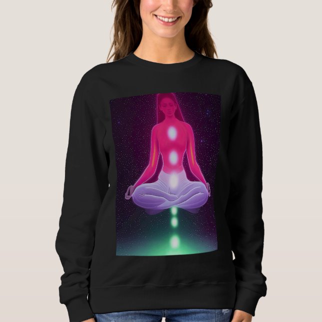 Sudadera Yoga Girl Female Sun Salutation Meditation Chakra  (Anverso)