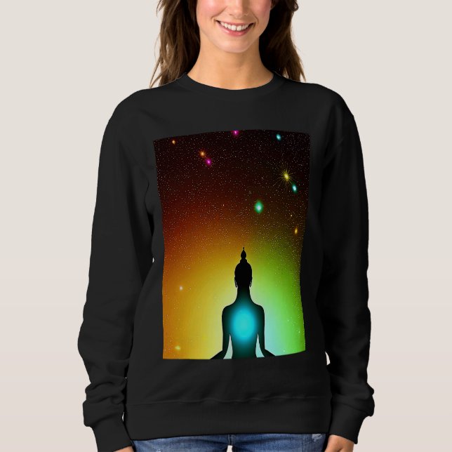 Sudadera Yoga Girl Female Sun Salutation Meditation Chakra  (Anverso)