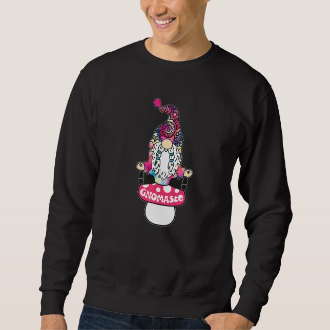 Sudadera Yoga Gnome Gnomaste Meditating Mushroom Hippie Tye (Anverso)