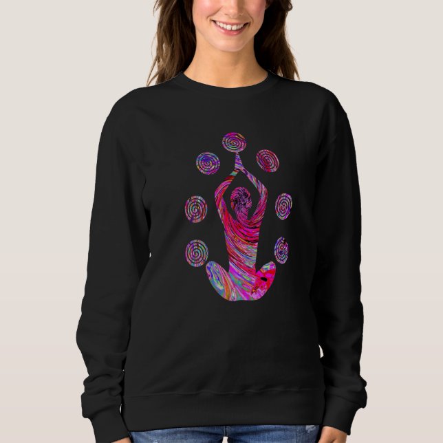 Sudadera Yoga Meditation Pose with Spirals in Red and Pink  (Anverso)