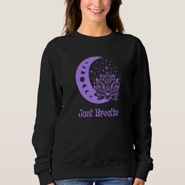 Sudadera Yogi Purple Moon Phase Yoga Meditation Just Breath (Anverso)