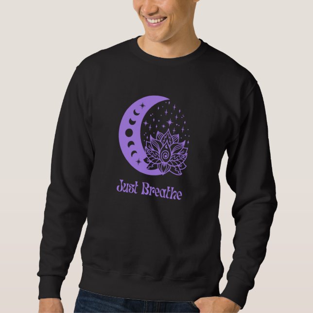 Sudadera Yogi Purple Moon Phase Yoga Meditation Just Breath (Anverso)