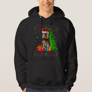 Sudadera Yorkie Árbol de Navidad Luz Santa Hat Perro Lover