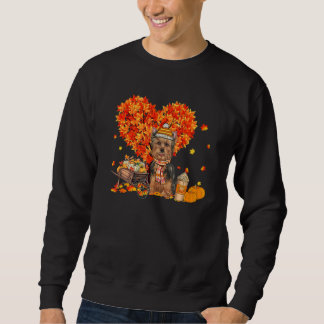 Sudadera Yorkie Autumn Tree Fall Leaves Pumpkin Dog
