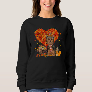 Sudadera Yorkie Autumn Tree Fall Leaves Pumpkin Dog