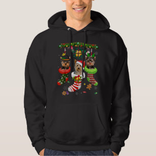 Sudadera Yorkie In Socks Navidades Santa Hat Xmas Lights sí