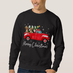 Sudadera Yorkie Red Truck Navidades Santa Hat Dog Xmas
