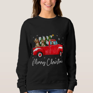 Sudadera Yorkie Red Truck Navidades Santa Hat Dog Xmas