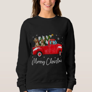Sudadera Yorkie Red Truck Navidades Santa Hat Dog Xmas