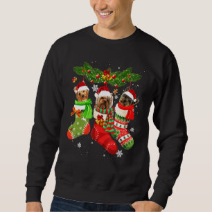Sudadera Yorkshire Terrier con calcetines sombrero de Santa