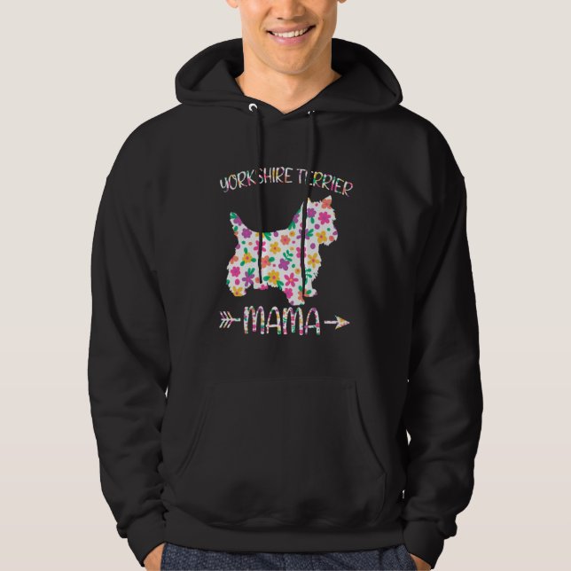 Sudadera Yorkshire Terrier Mama Floral Dog Mom Mothers Day (Anverso)