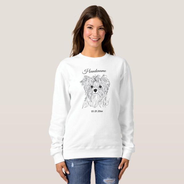 Sudadera Yorkshire Terrier one line art customizable dog (Anverso completo)