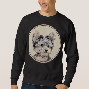 Sudadera Yorkshire Terrier Puppy Pintando Arte Original De 