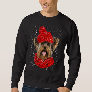 Sudadera Yorkshire Terrier Red Winter Hat Christmas Scarf D