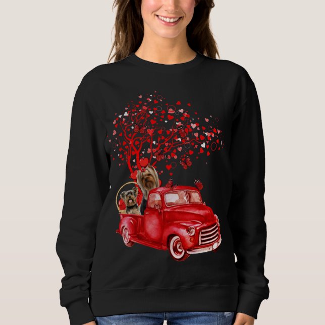 Sudadera Yorkshire Terrier Riding Truck Valentine Butterfly (Anverso)