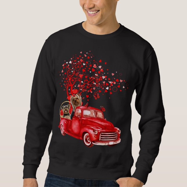 Sudadera Yorkshire Terrier Riding Truck Valentine Butterfly (Anverso)