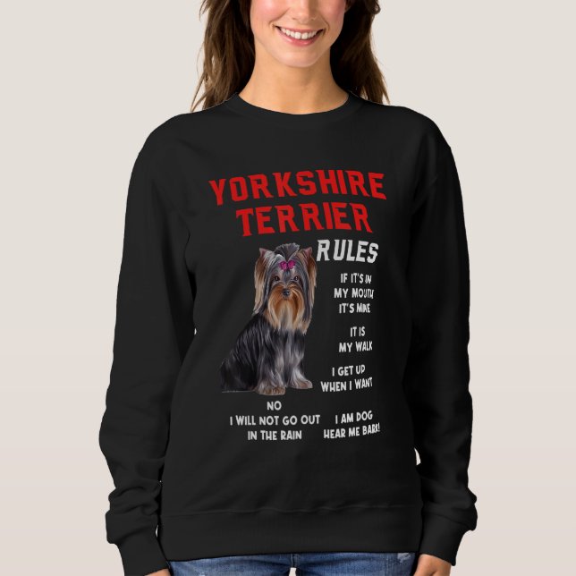 Sudadera Yorkshire Terrier Rules Fun Dog Dueño Mascota (Anverso)