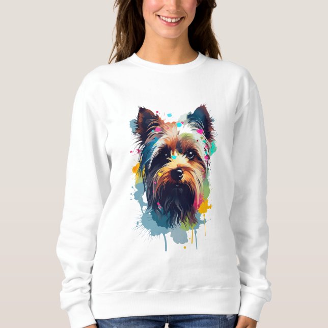 Sudadera Yorkshire Terrier vibrante y colorido (Anverso)