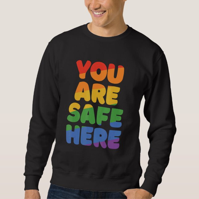 Sudadera You Are Safe With Me Rainbow Pride Lgbtq Gay Trans (Anverso)