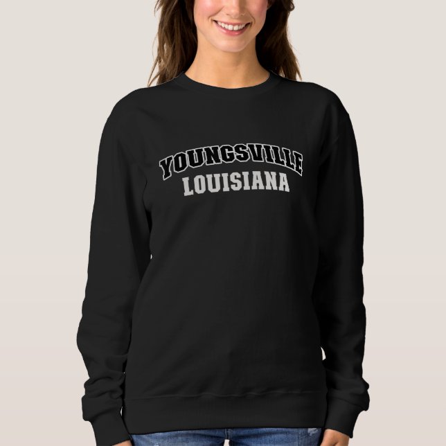 Sudadera Youngsville Louisiana Black White Athletic Letteri (Anverso)