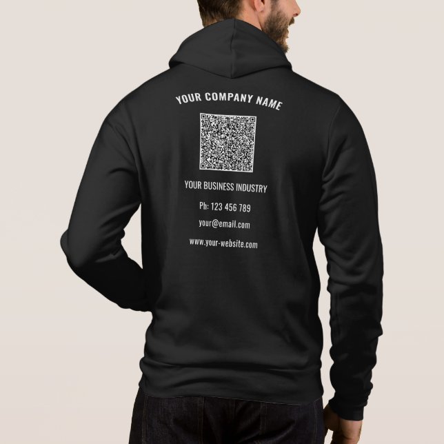 Sudadera Your Company Logo Custom Text and QR Code Hoodie (Reverso)