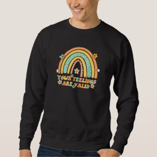 Sudadera Your Feelings Are Valid Retro Rainbow Mental Healt