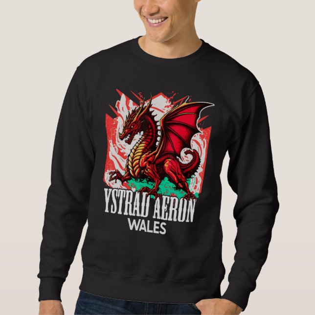 Sudadera Ystrad Aeron Wales Bandera Gales Y Ddraig Goch Dra (Anverso)