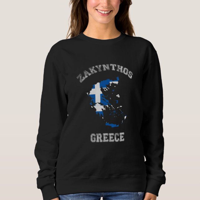 Sudadera Zakynthos Greece Classic Greece Flag Map Design (Anverso)