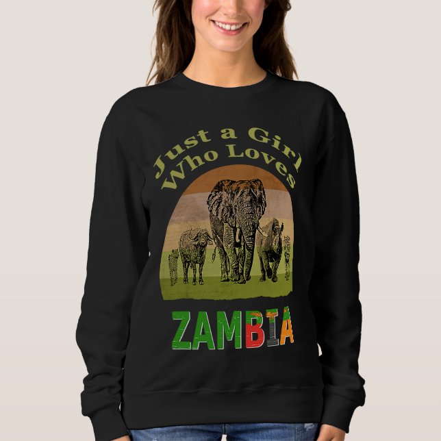 Sudadera Zambia Big 5 Wildlife with Text Just a Girl Who Lo (Anverso)