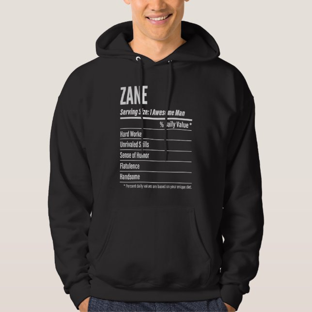 Sudadera Zane  Nutritional Facts Serving Size Calories (Anverso)