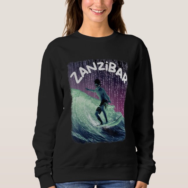 Sudadera Zanzibar Nerd Surfing Beach Palm trees Vacation (Anverso)