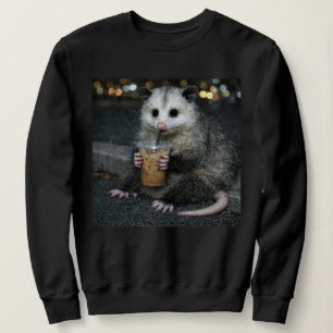 Sudadera Zarigüeya divertida bebiendo camiseta de café lind