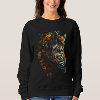 Sudadera Zebra Autumn Leaves Colourful Animal Zoo Zebra