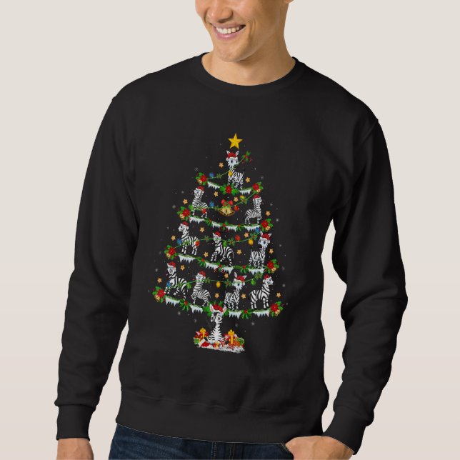 Sudadera Zebra   Xmas Lights Zebra Christmas Tree (Anverso)