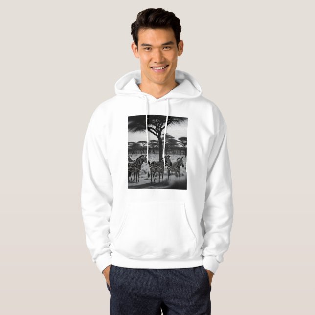 Sudadera Zebras En África Pintura De Petróleo, Hoodie De Me (Anverso completo)