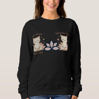 Sudadera Zen Cat Yoga Diseño Mínimo Lindo Meditación
