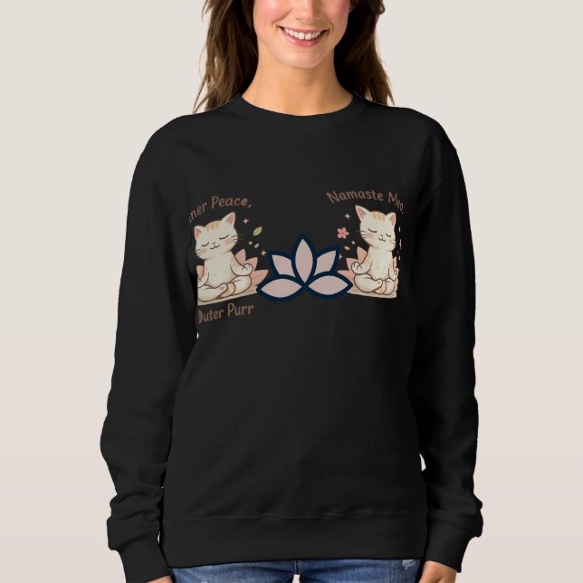 Sudadera Zen Cat Yoga Diseño Mínimo Lindo Meditación (Anverso)