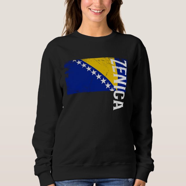 Sudadera Zenica Bosnia Flag For Bosnian Men Women Kids  1 (Anverso)