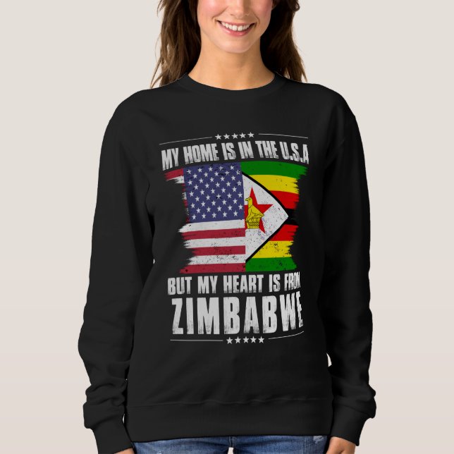 Sudadera Zimbabwean American Patriot Grown Proud Home Heart (Anverso)