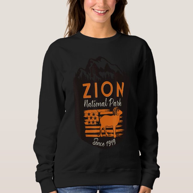 Sudadera Zion National Park US Flag Bighorn Sheep Mountains (Anverso)