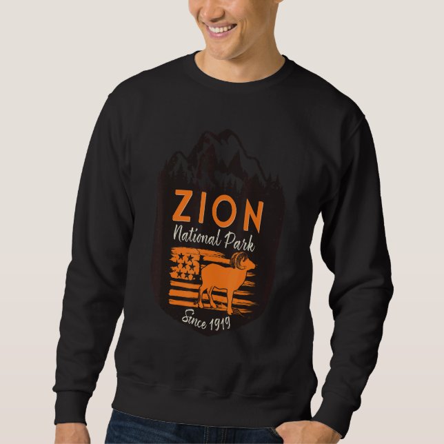 Sudadera Zion National Park US Flag Bighorn Sheep Mountains (Anverso)