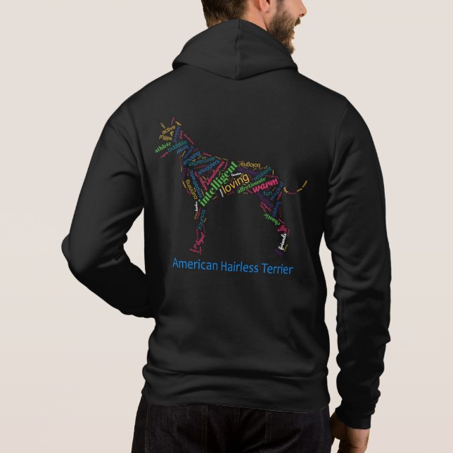 Sudadera Zipped Hoodie American Hairless Terrier Word Cloud (Reverso)