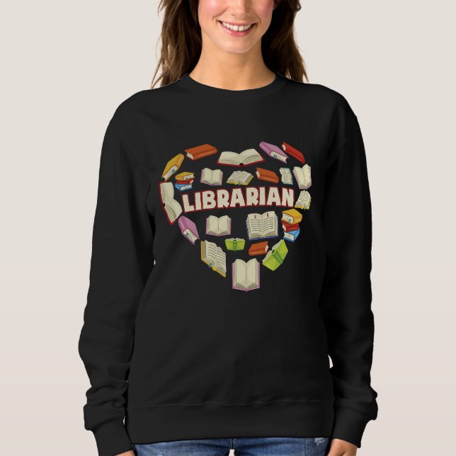 Sudadera ZNq4 Heart Librarian Book   Back To School (Anverso)